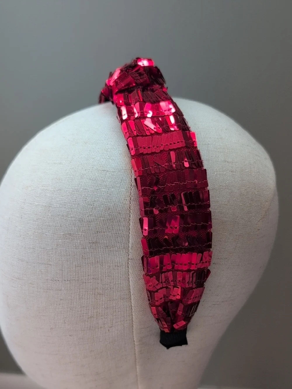 Square Sequin Knotted Headband in Red